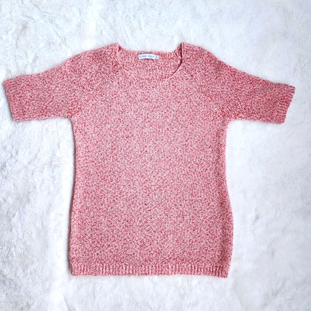 NWOT  ALFRED SUNG CORAL SCOOP NECK SHORT SLEEVED SUMMER KNIT TOP ~ SIZE SMALL